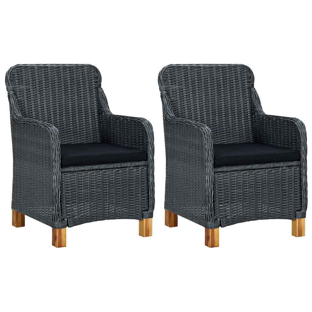 Vidaxl tuinstoelen 2 st met kussens poly rattan donkergrijs