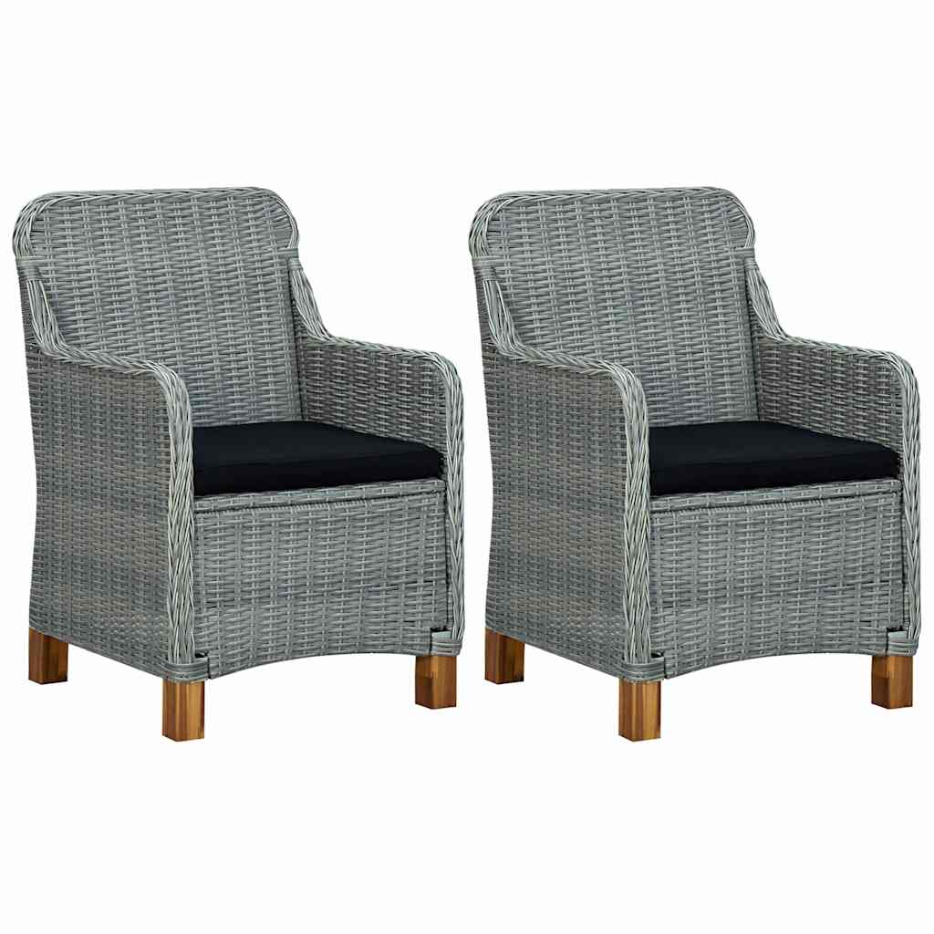 Vidaxl tuinstoelen 2 st met kussens poly rattan lichtgrijs