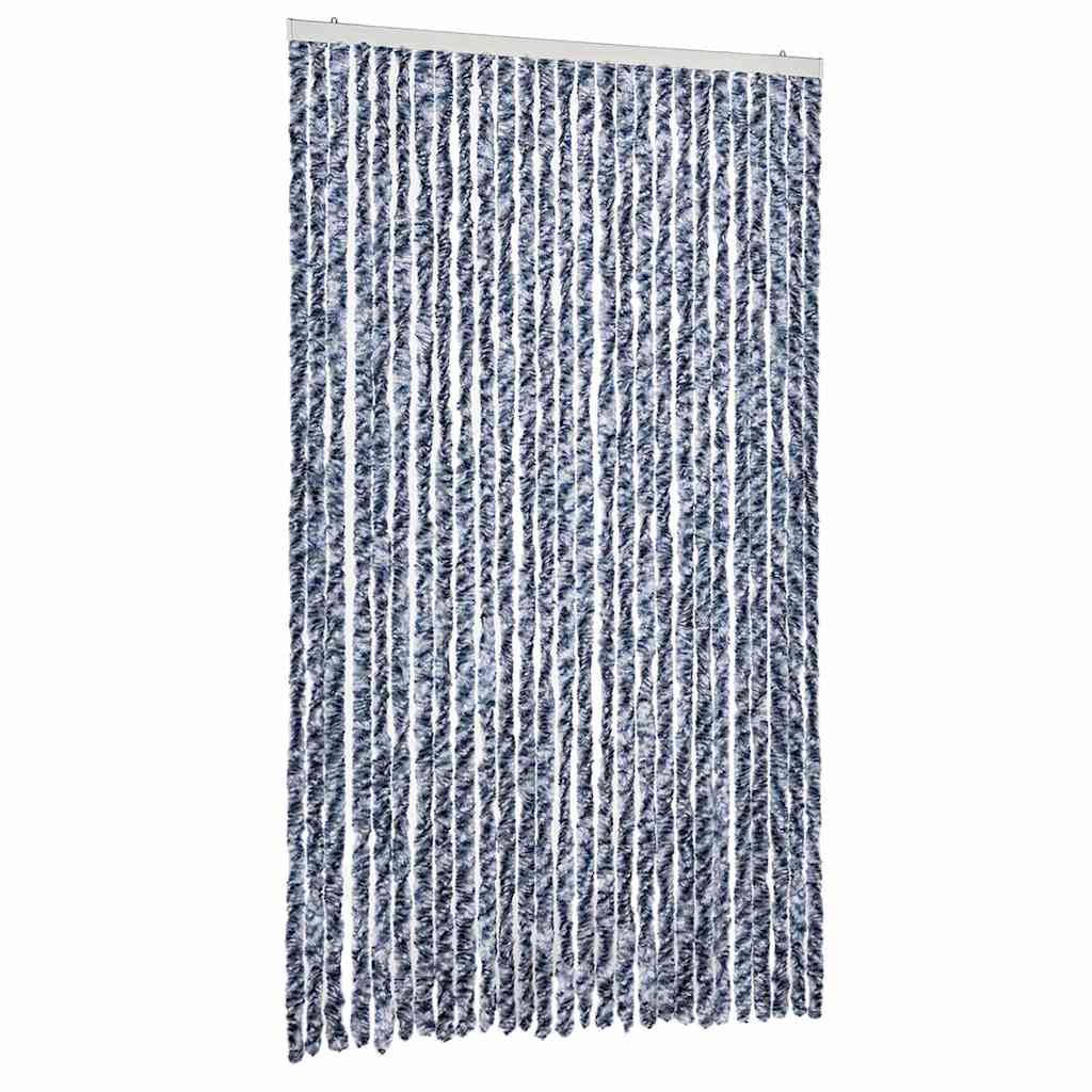 Vidaxl Fly Vorhang 118x220 cm Chenille Blau und Weiß