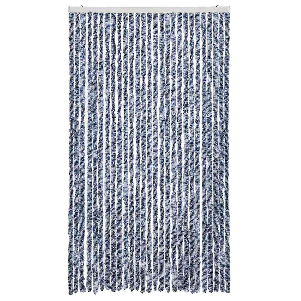 Vidaxl Fly Vorhang 118x220 cm Chenille Blau und Weiß
