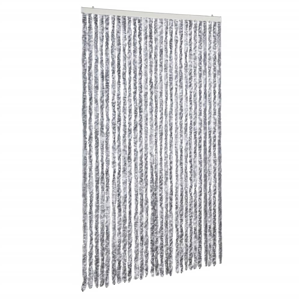 Vidaxl Fly Vorhang 118x220 cm Chenille weiß und grau