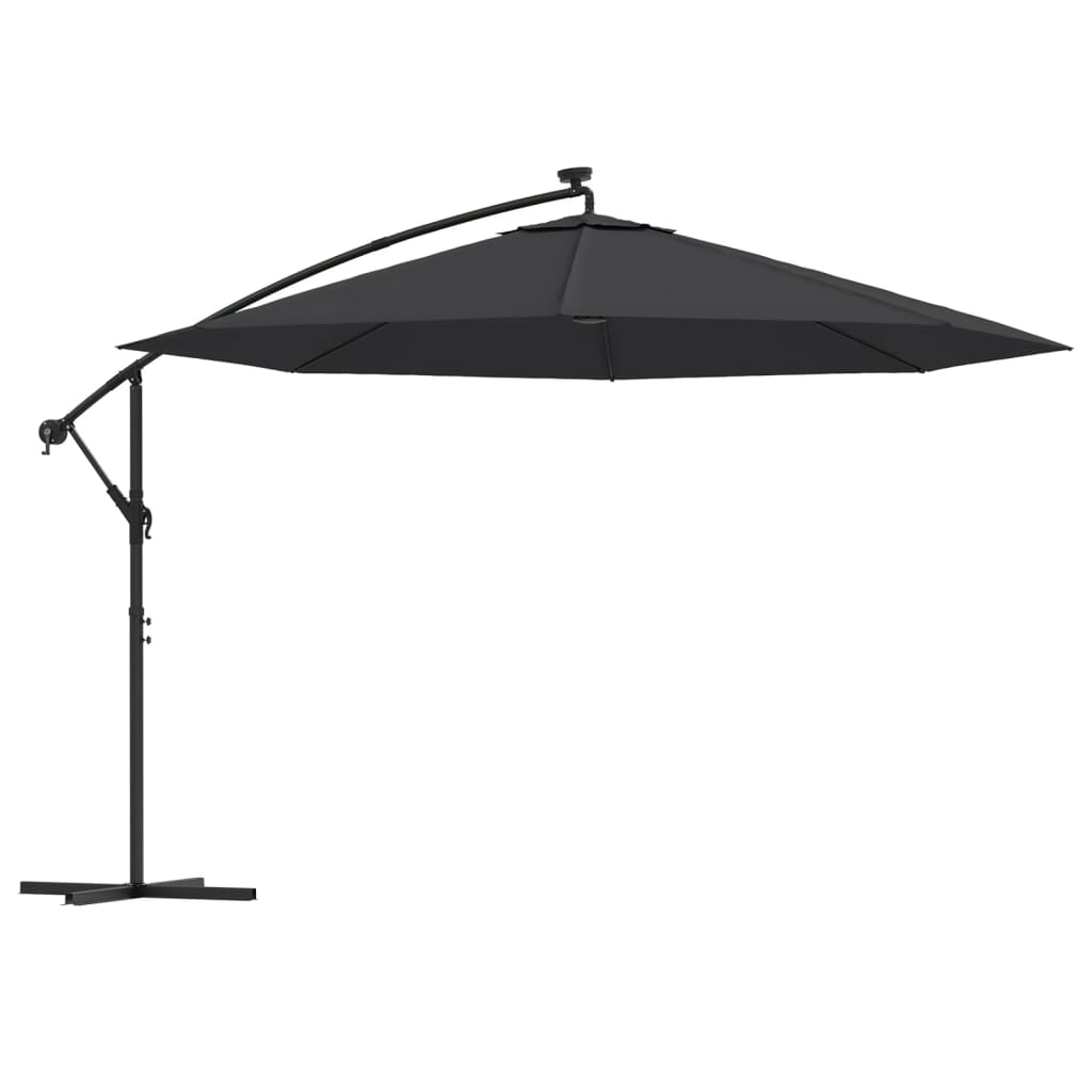 Vidaxl schwimmend Parasol mit LED -Beleuchtung 350 cm schwarz