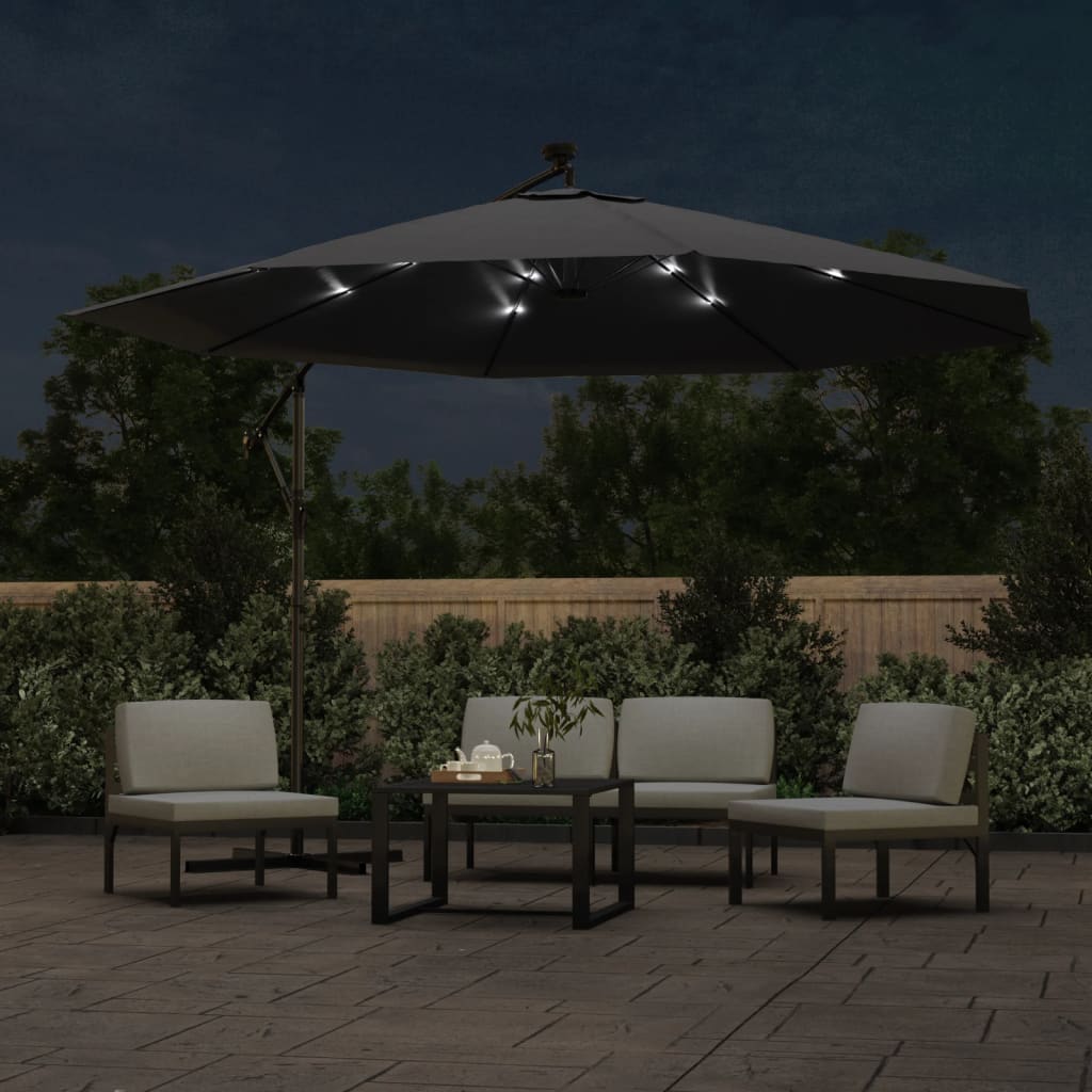 Vidaxl schwimmend Parasol mit LED -Beleuchtung 350 cm schwarz