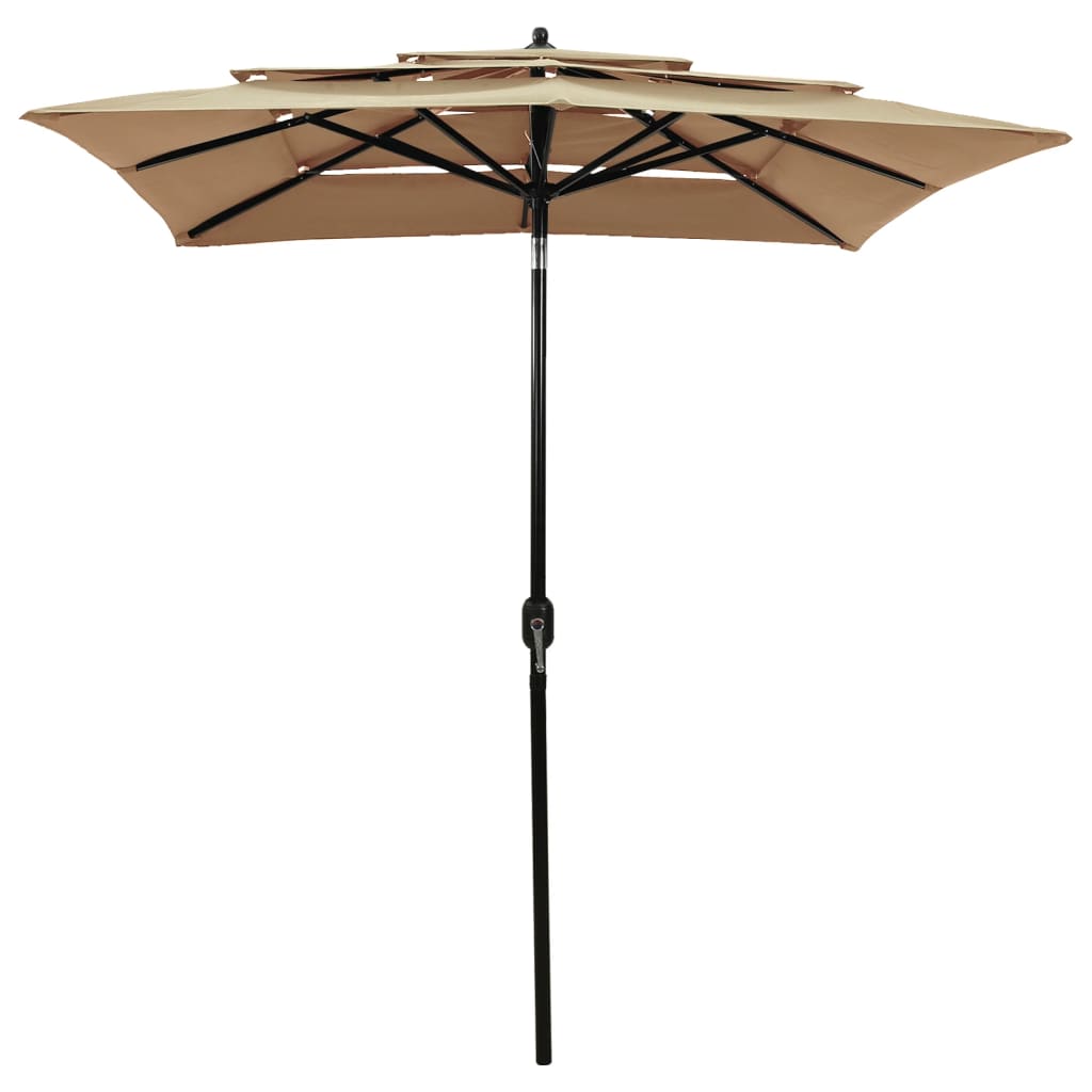 Vidaxl Parasol 3-Schicht mit Aluminiumpol 2x2 M Taupe