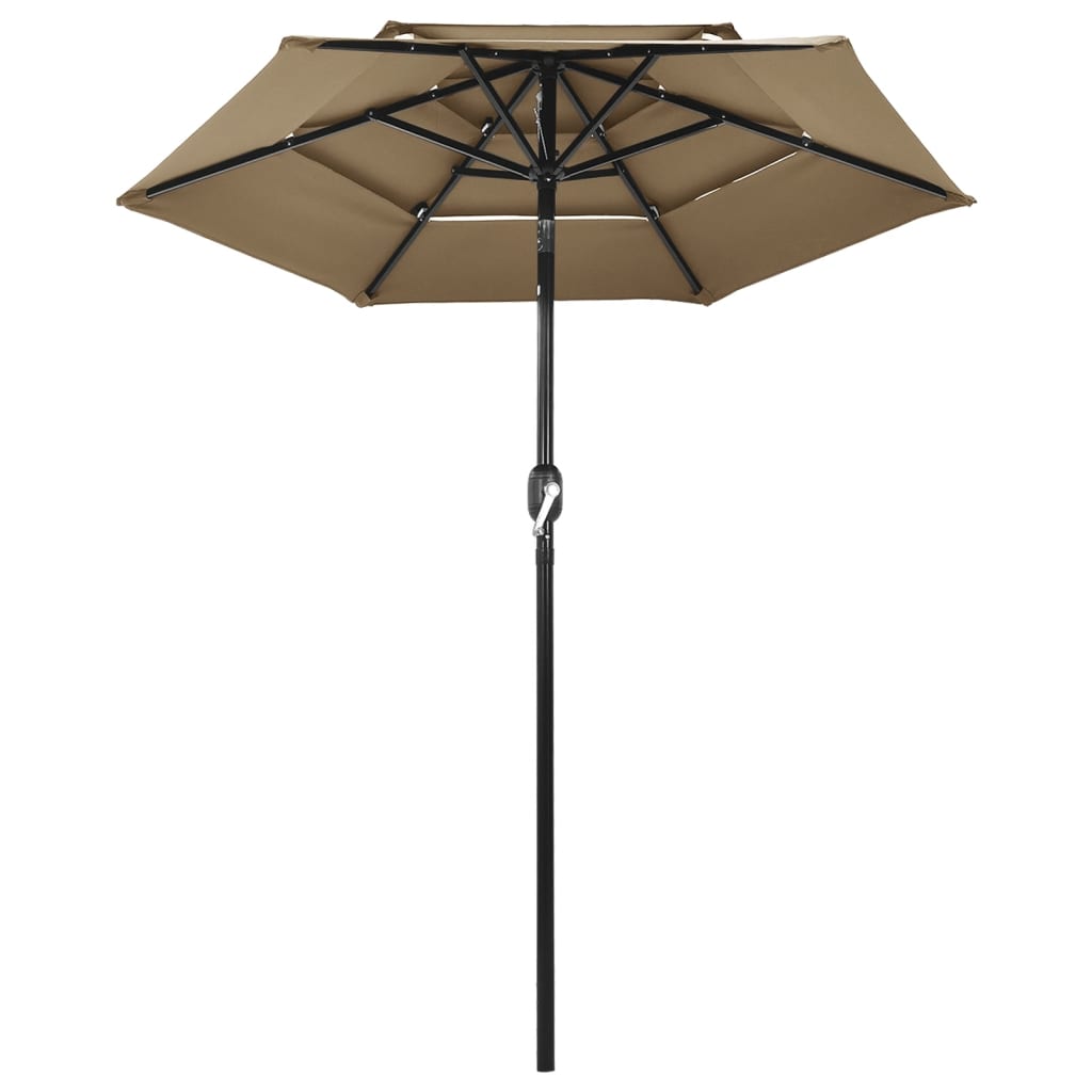 Vidaxl Parasol 3-Schicht mit Aluminiumpol 2 M Taupe