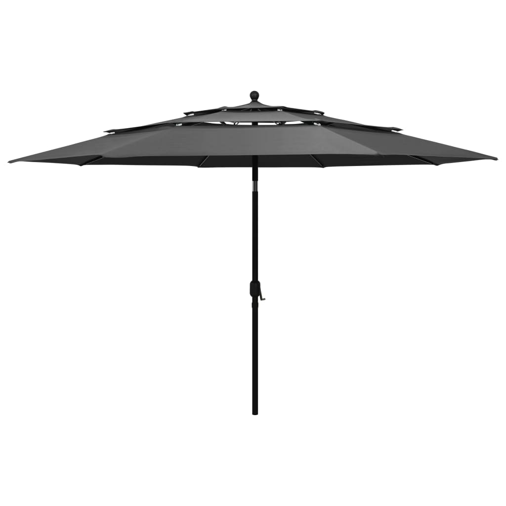 Vidaxl parasol 3-laags met aluminium paal 3,5 m antracietkleurig