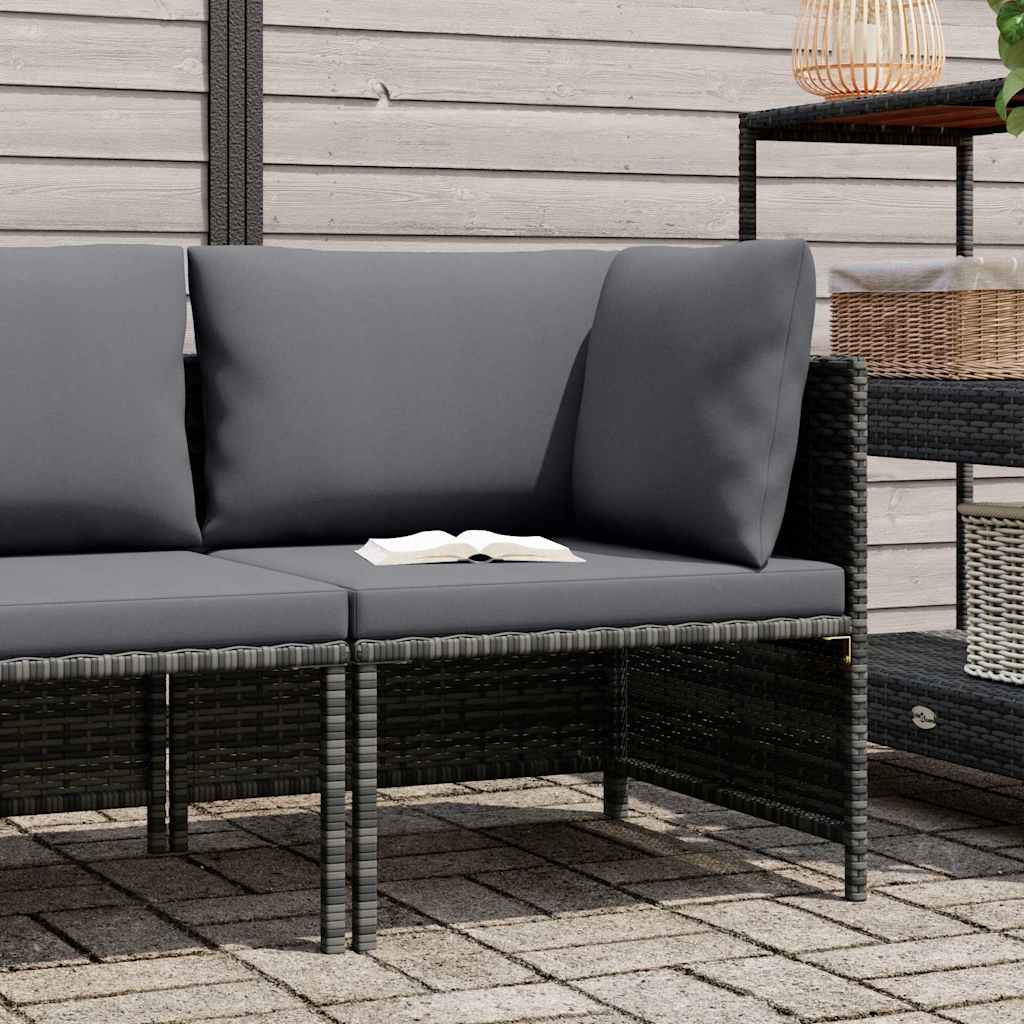 Vidaxl hoekbank sectioneel met kussens poly rattan grijs