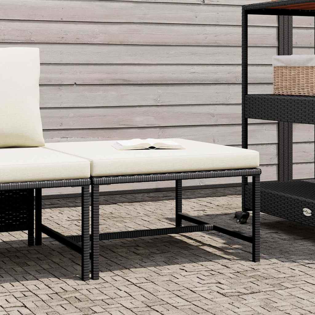 Vidaxl voetensteun sectioneel met kussen poly rattan zwart