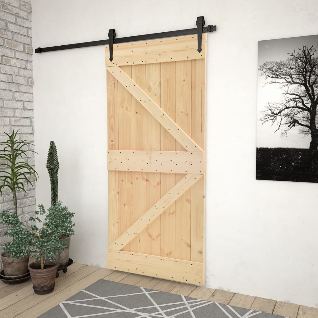 Vidaxl -Schiebetür mit Teig 80x210 cm Festkiefer