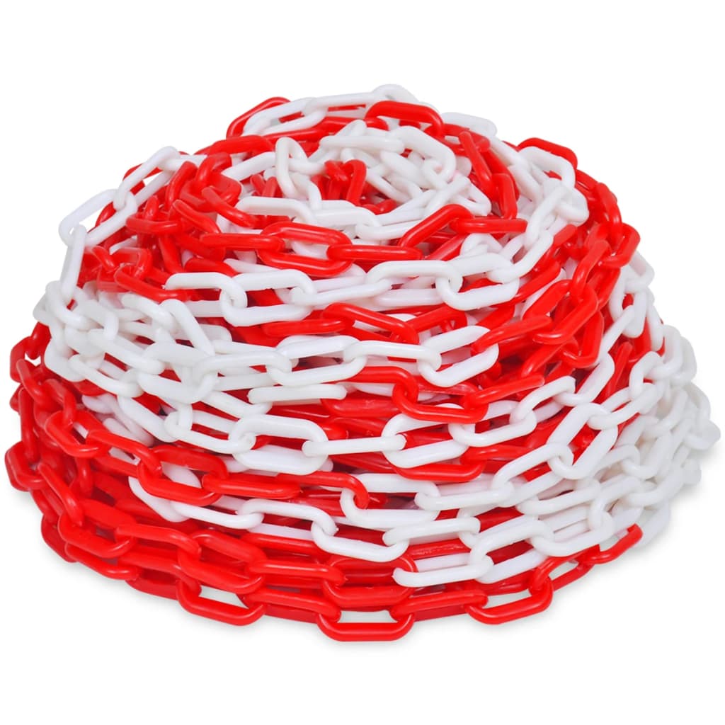 VIDAXL -Sicherheitsketten 2 PCs 30 m Kunststoff Rot und Weiß