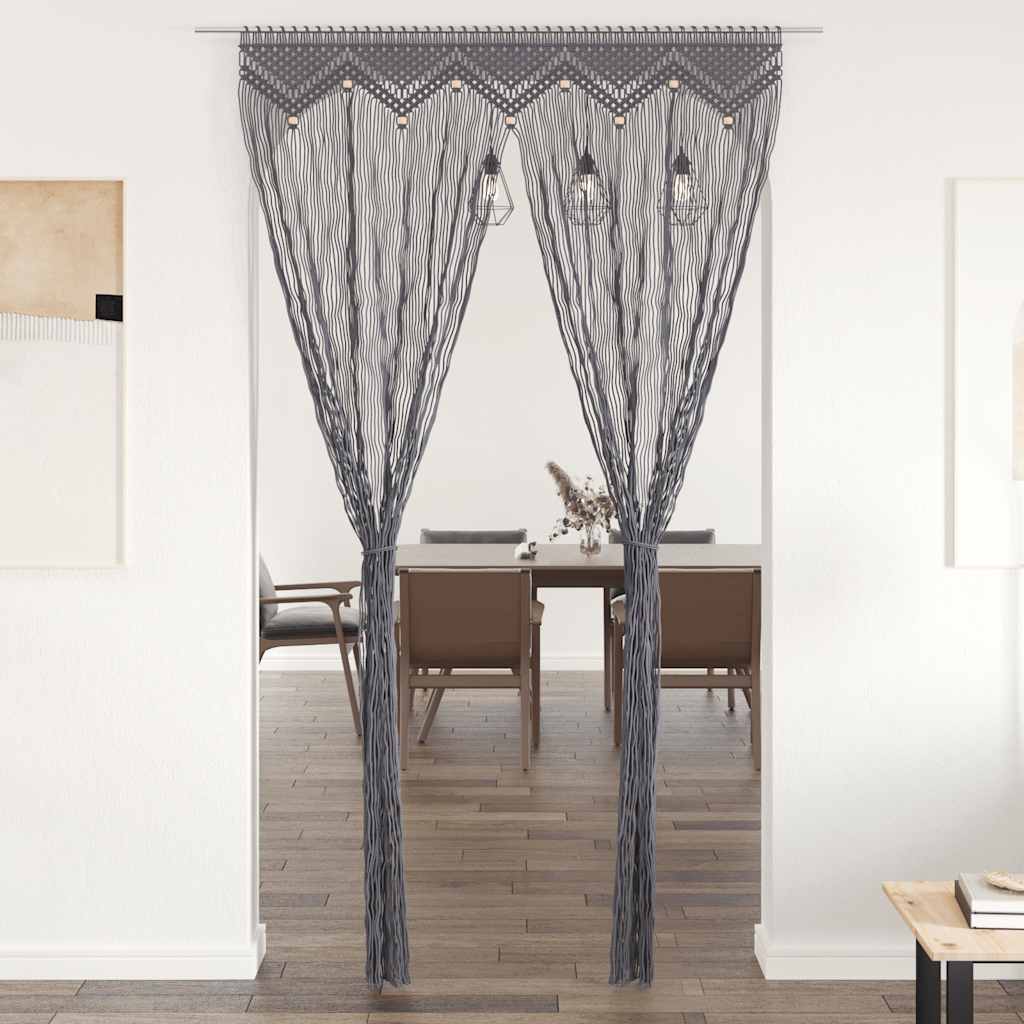 VIDAXL -Vorhang Macramé 140x240 cm Baumwoll -Anthrazit