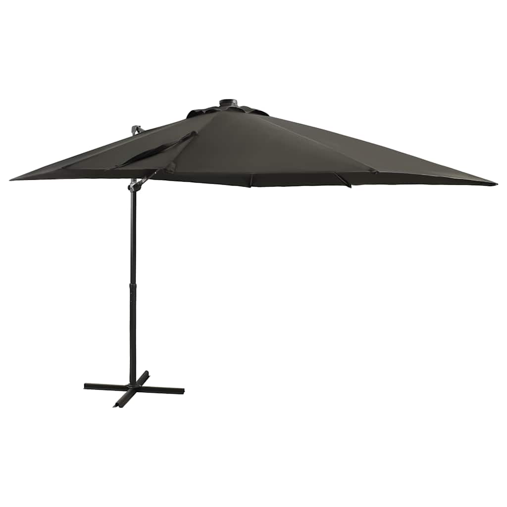 Vidaxl schwimmend Parasol mit Pol und LED -Beleuchtung 250 cm Anthrazitfarbe