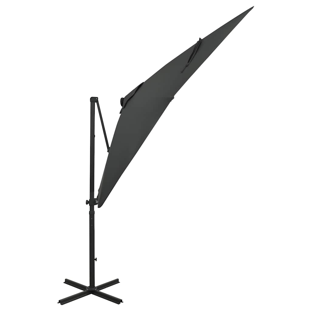 Vidaxl schwimmend Parasol mit Pol und LED -Beleuchtung 250 cm Anthrazitfarbe