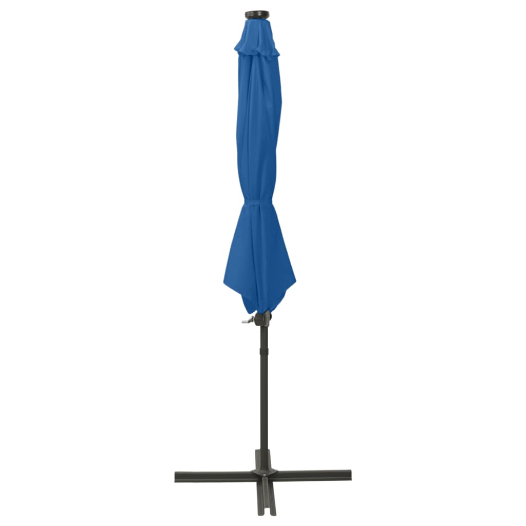 Vidaxl schwimmend Parasol mit Pol und LED -Beleuchtung 300 cm Azurblau