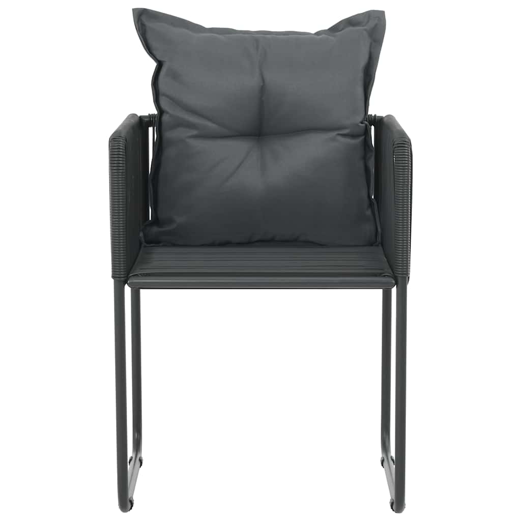 Vidaxl tuinstoelen 4 st met kussens poly rattan zwart