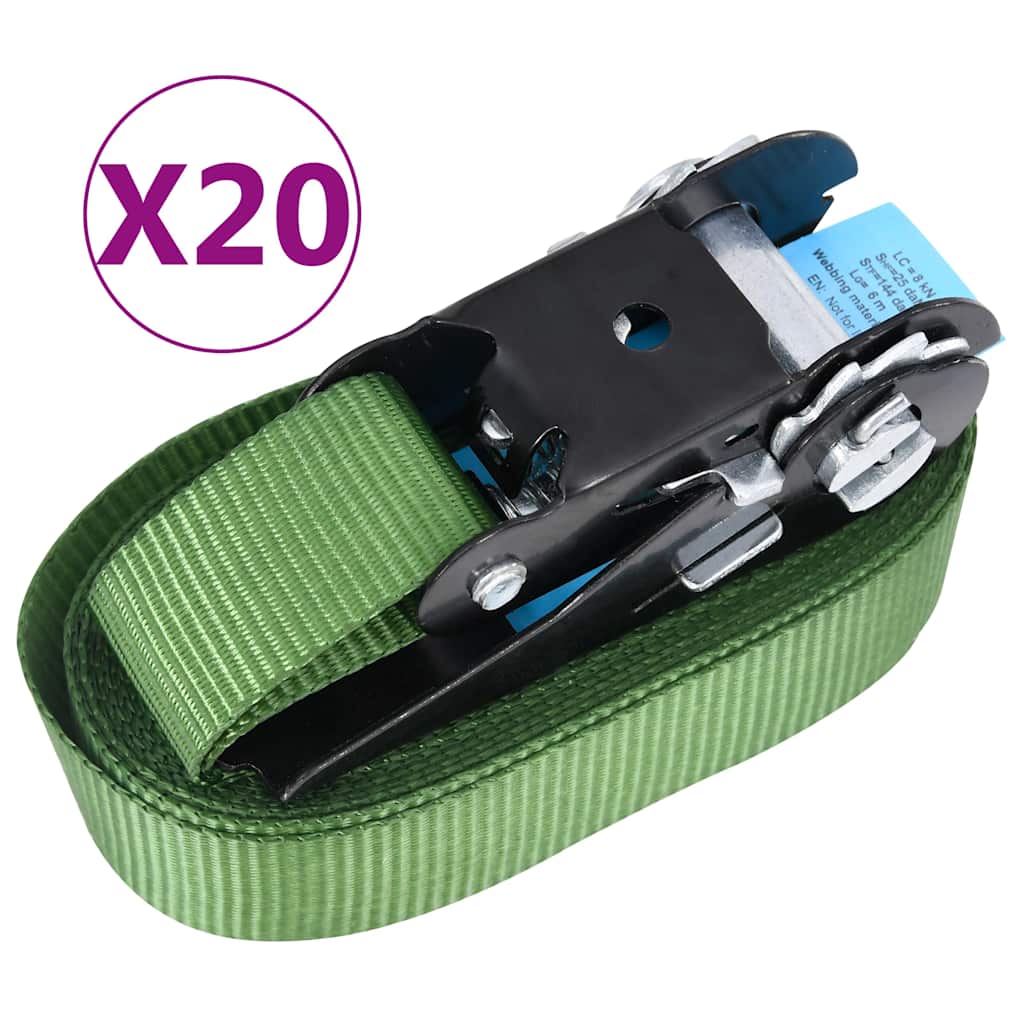 VidaXL Spanngurte 20 Stück 800 dann 6 m grün