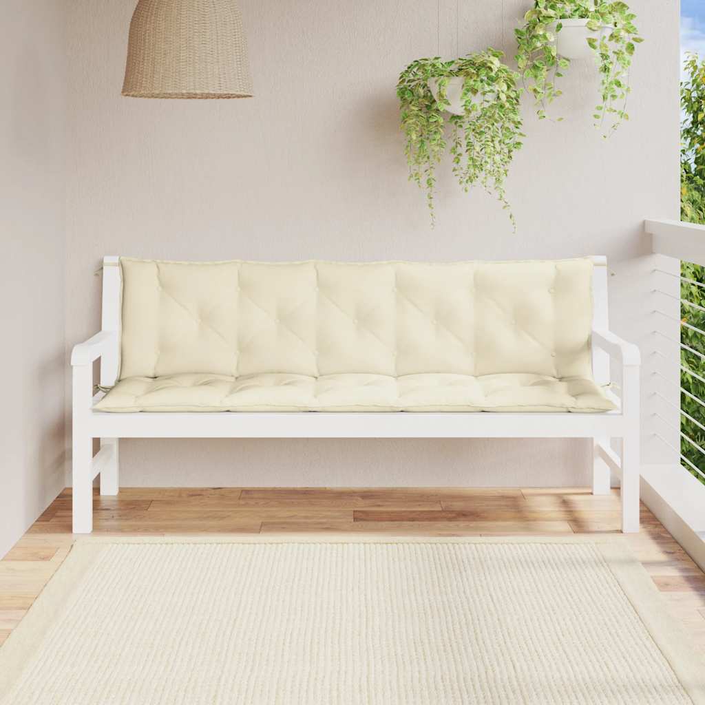 Vidaxl Garden Bench Kissen 180x (50+50) x7 cm Oxford Stoff Crèmewit