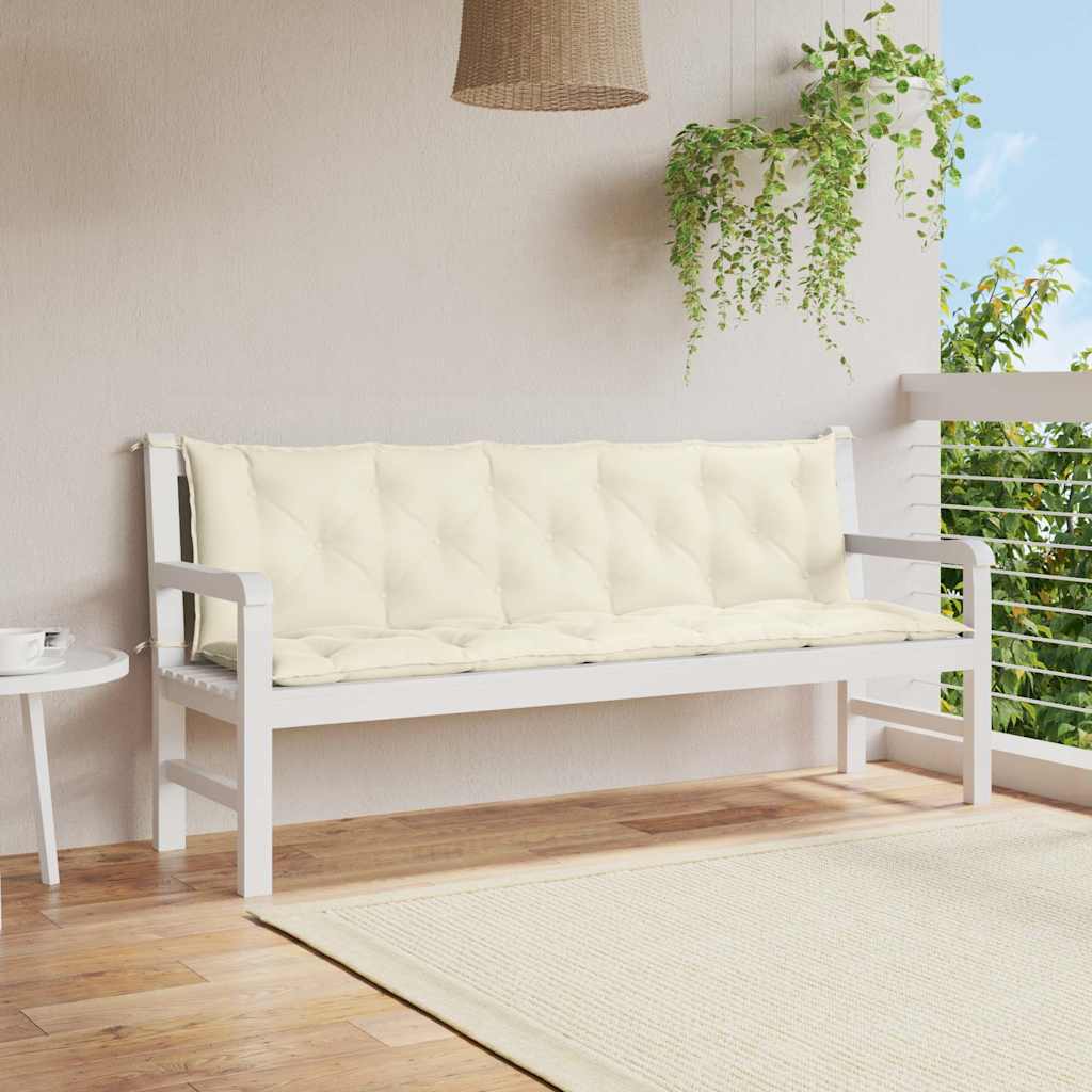 Vidaxl Garden Bench Kissen 180x (50+50) x7 cm Oxford Stoff Crèmewit