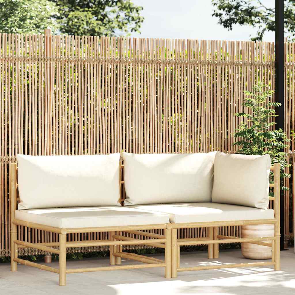 Vidaxl 2-delige loungeset met crèmewitte kussens bamboe