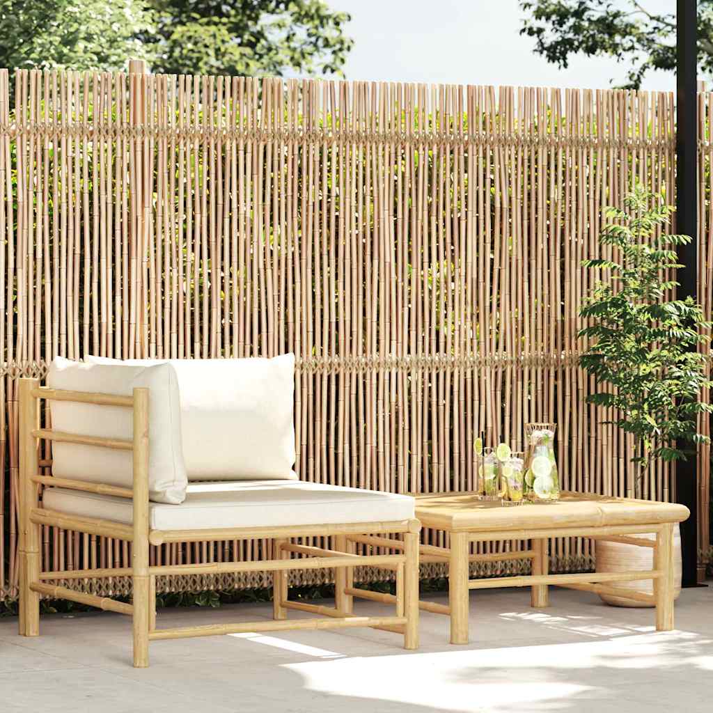 Vidaxl 2-delige loungeset met crèmewitte kussens bamboe