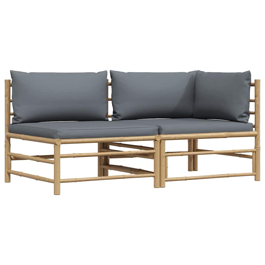 Vidaxl 2-delige loungeset met donkergrijze kussens bamboe