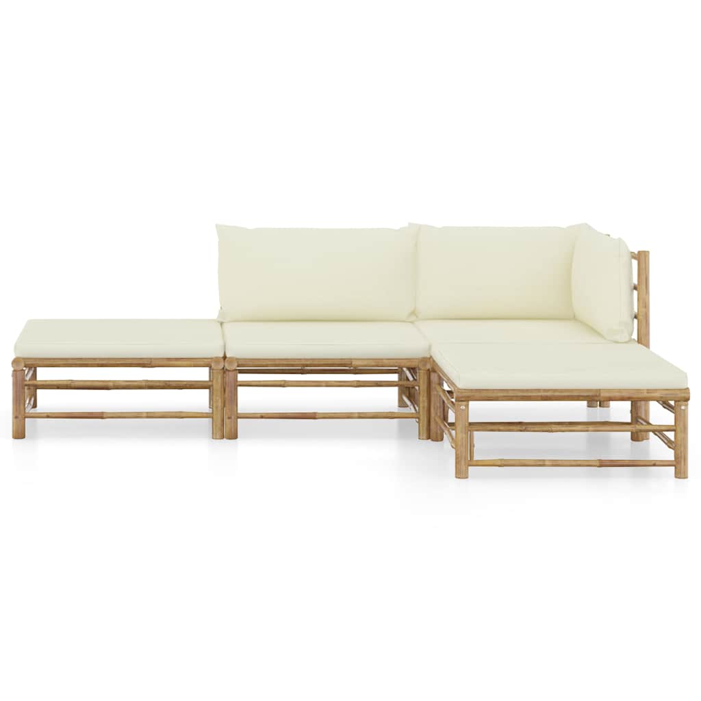 Vidaxl 4-delige loungeset met crèmewitte kussens bamboe