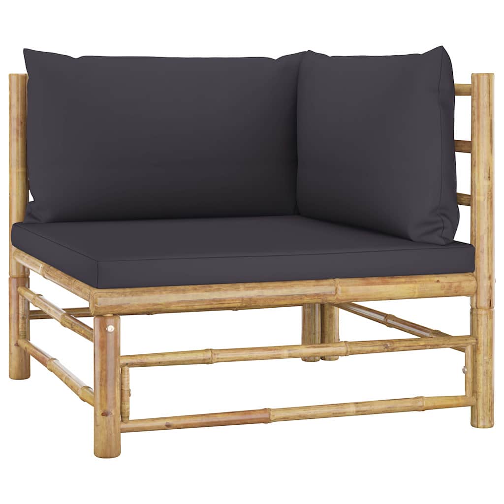 Vidaxl 2-delige loungeset met kussens bamboe donkergrijs