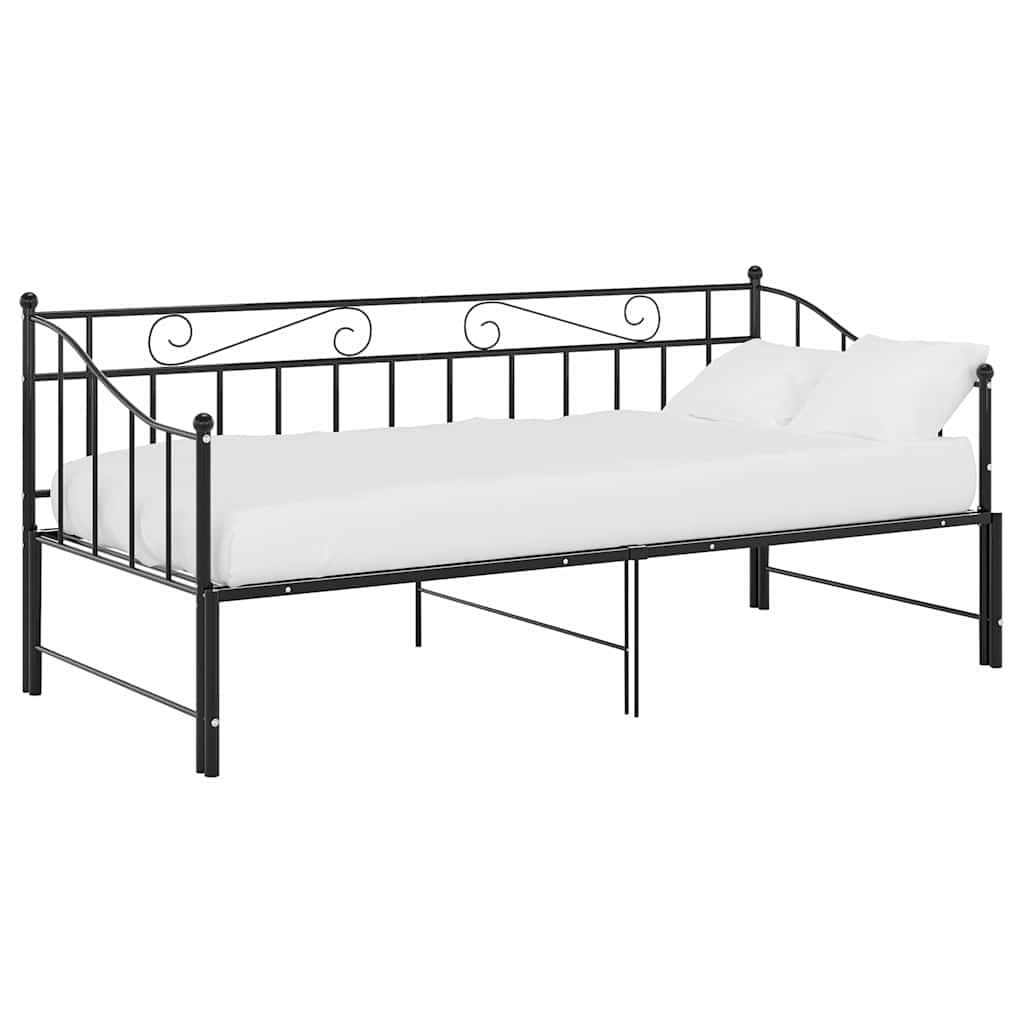 Vidaxl slaapbankframe uittrekbaar metaal zwart 90x200 cm