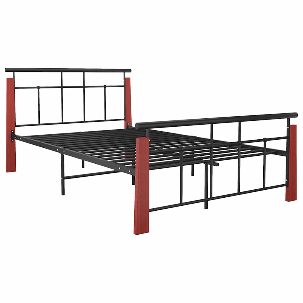 Vidaxl bedframe metaal en massief eikenhout 120x200 cm