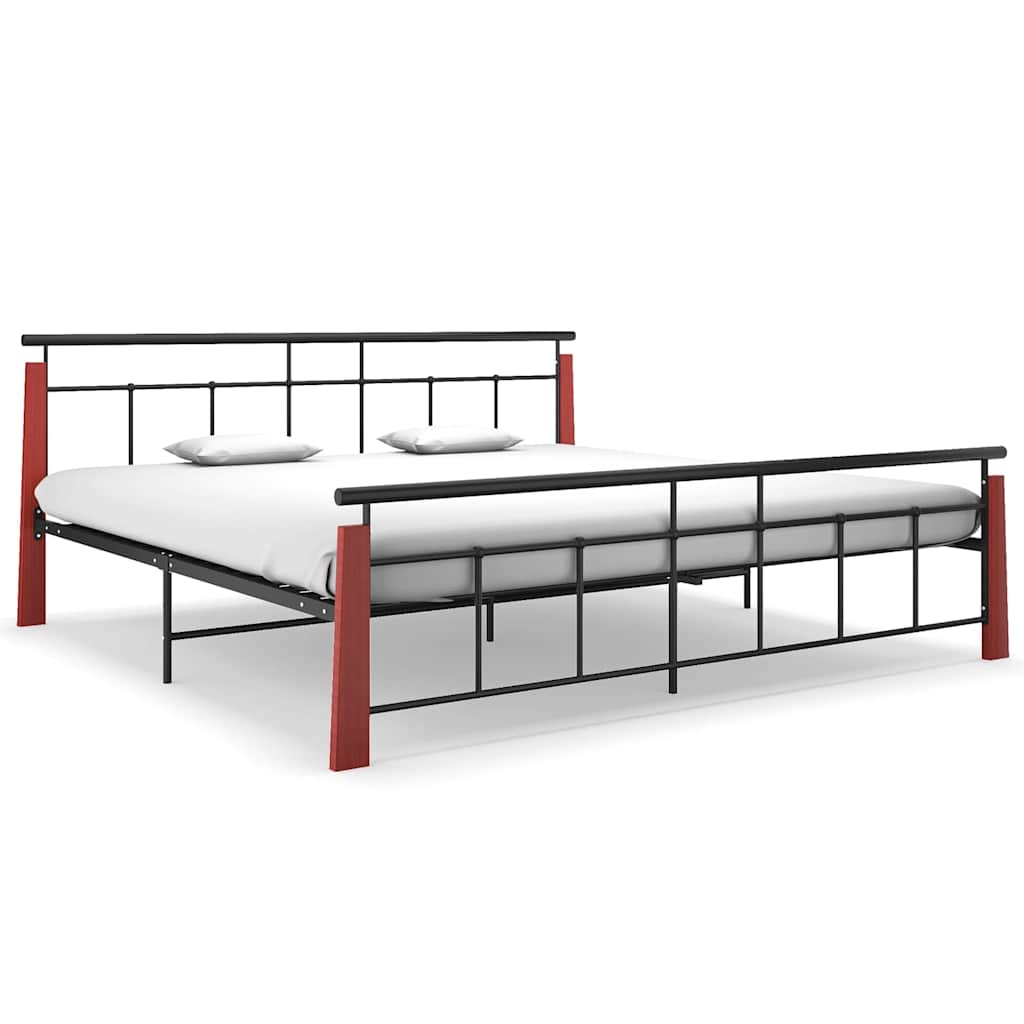 Vidaxl bedframe metaal en massief eikenhout 200x200 cm