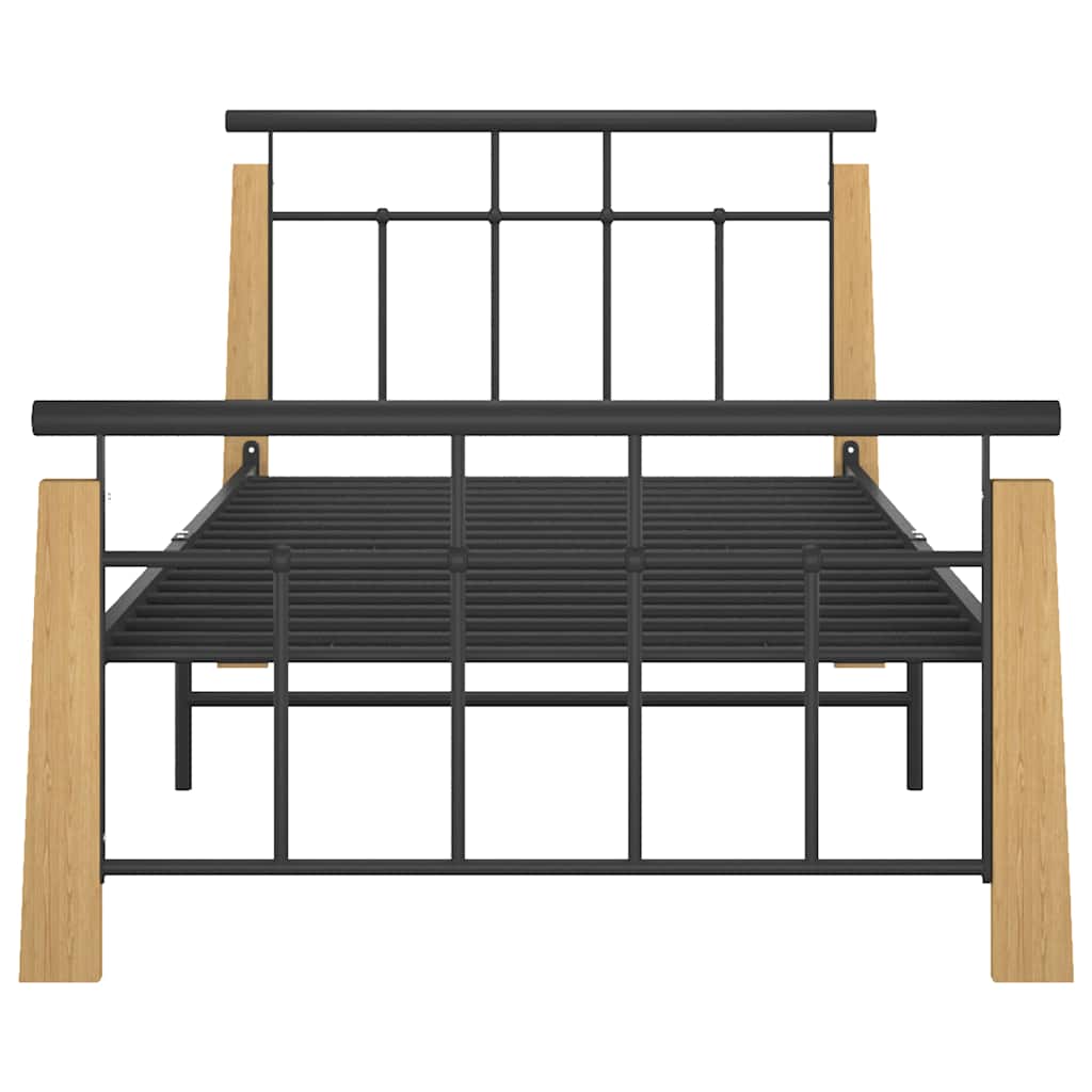 Vidaxl bedframe metaal en massief eikenhout 100x200 cm