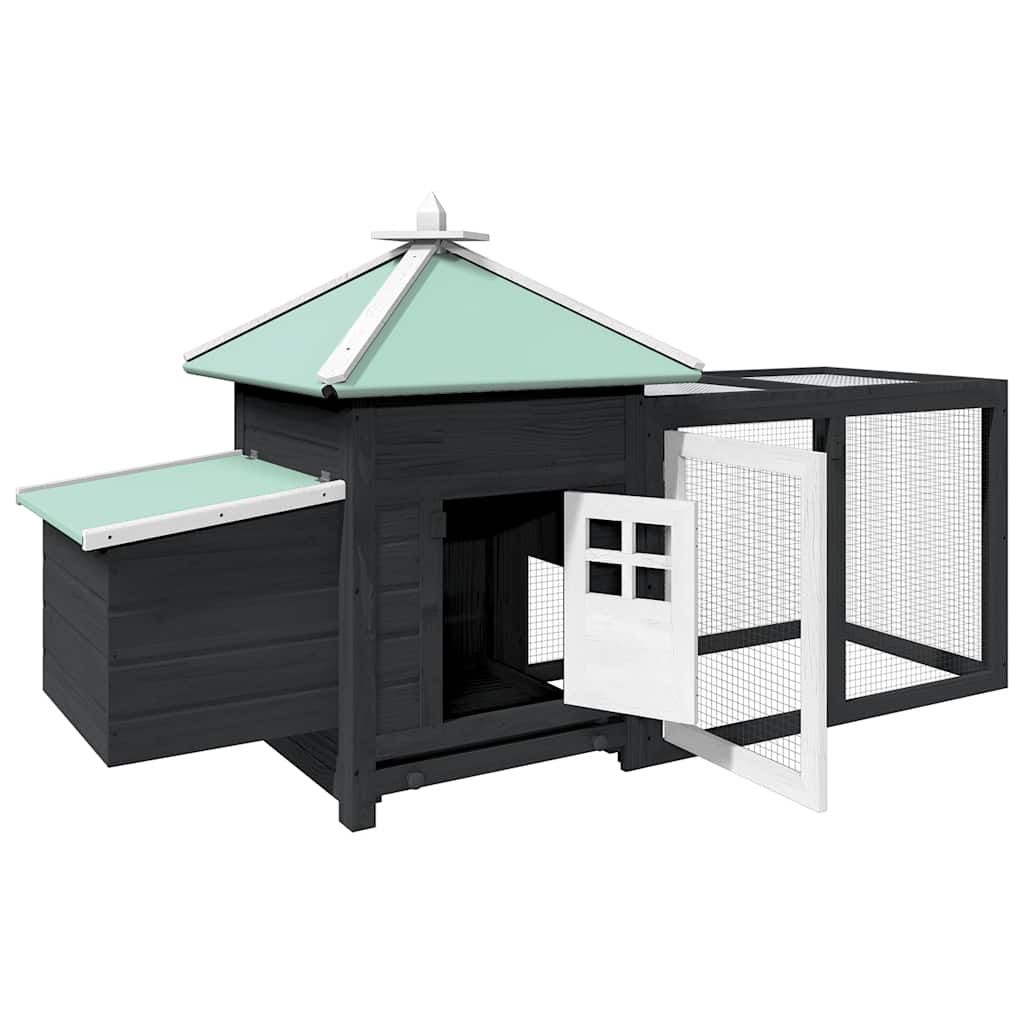 Vidaxl Chicken Coop mit Nest Box 190x72x102 Festkieferngrau