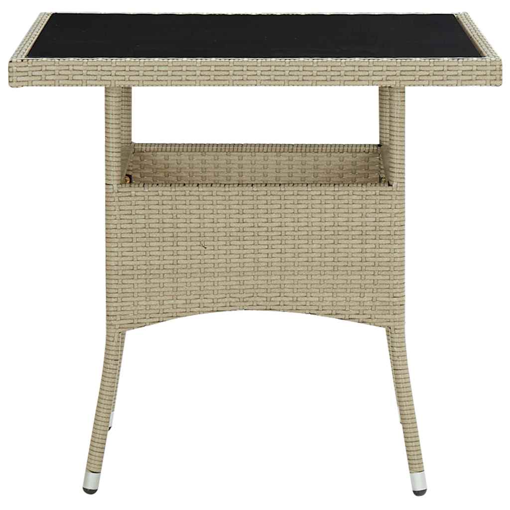 Vidaxl 3-delige tuinset poly rattan en glas beige
