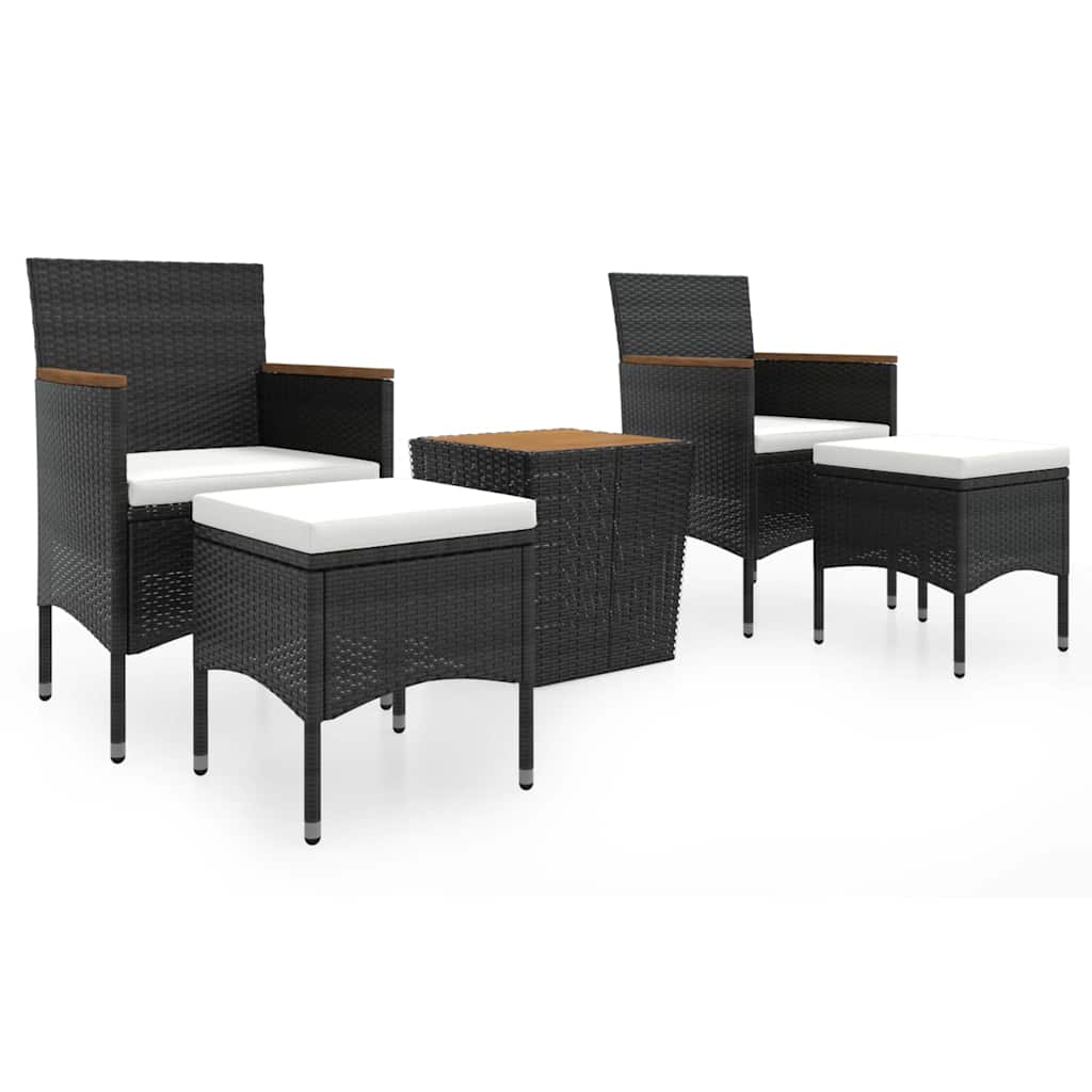 Vidaxl 5-delige bistroset poly rattan en massief acaciahout zwart