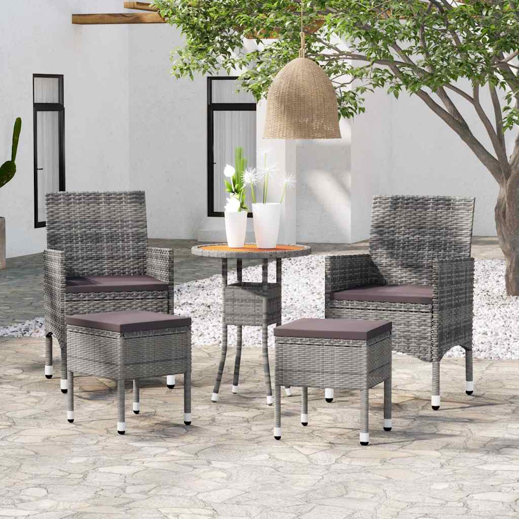 Vidaxl 5-delige loungeset poly rattan grijs