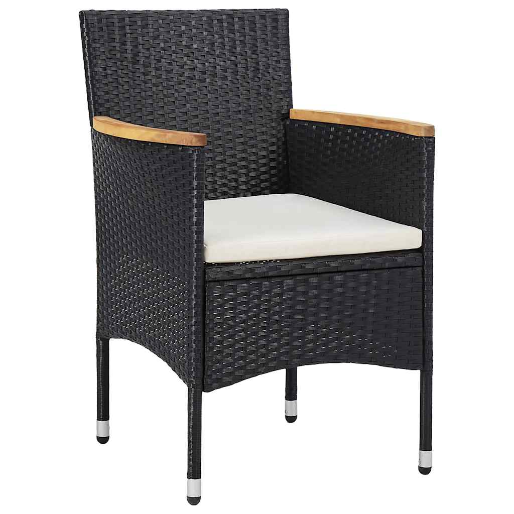 Vidaxl 3-delige tuinset poly rattan zwart
