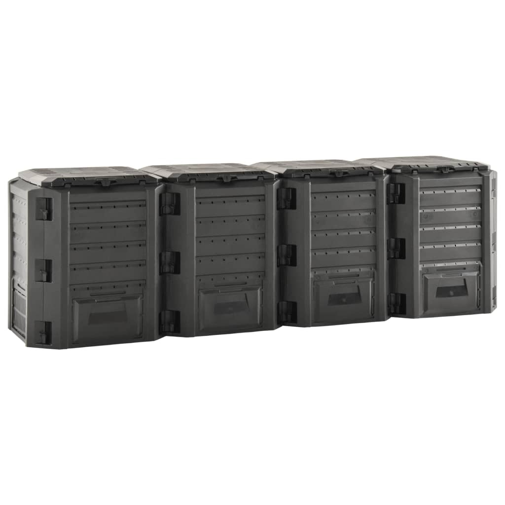 Vidaxl -Kompostbehälter 1600 L schwarz