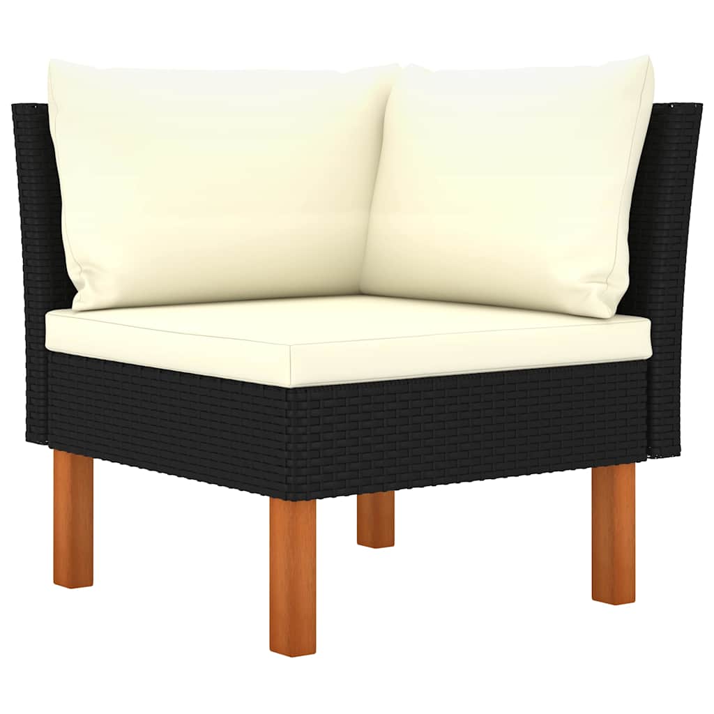 Vidaxl hoekbanken 2 st poly rattan en massief eucalyptushout