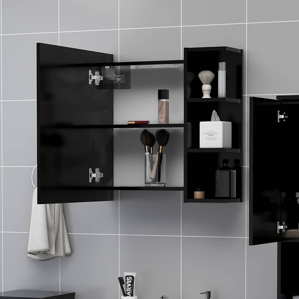Vidaxl badkamerspiegelkast 62,5x20,5x64 cm bewerkt hout zwart