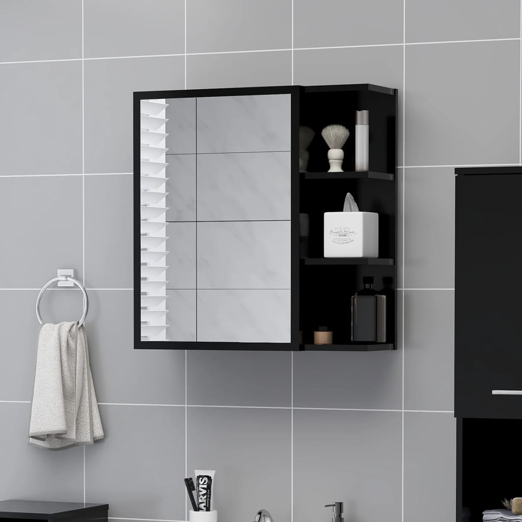 Vidaxl badkamerspiegelkast 62,5x20,5x64 cm bewerkt hout zwart