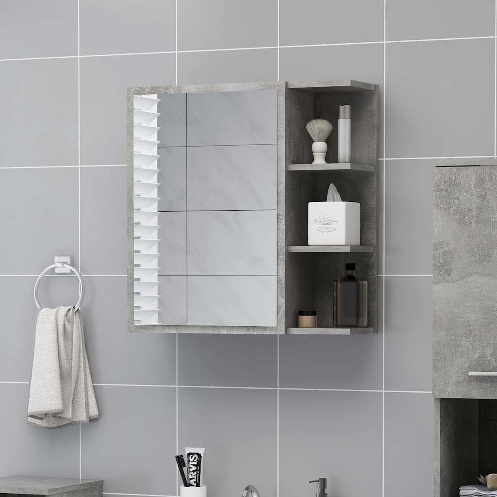Vidaxl badkamerspiegelkast 62,5x20,5x64 cm bewerkt hout betongrijs
