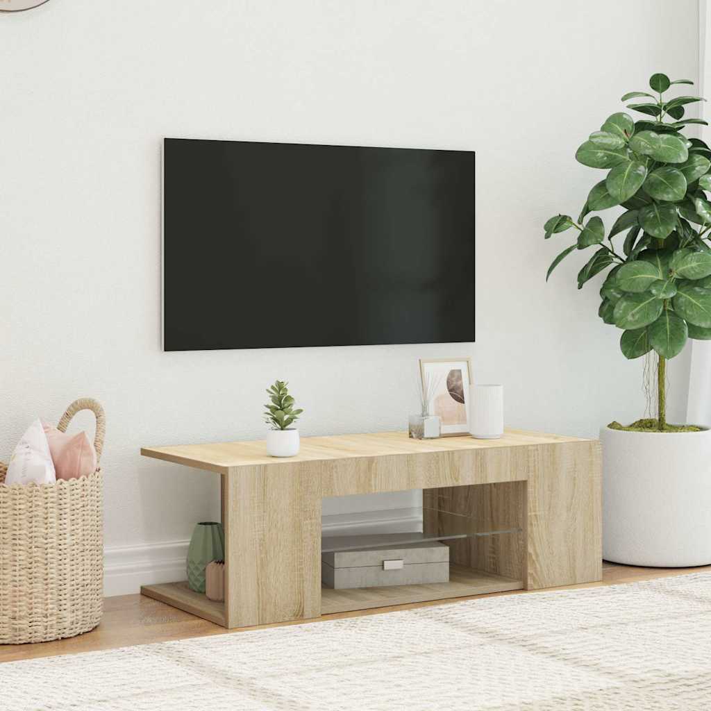 Vidaxl tv-meubel met led-verlichting 90x39x30 cm sonoma eikenkleurig