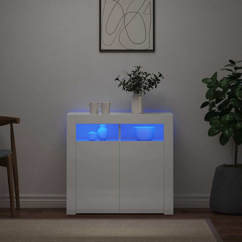 Vidaxl dressoir met led-verlichting 80x35x75 cm hoogglans wit