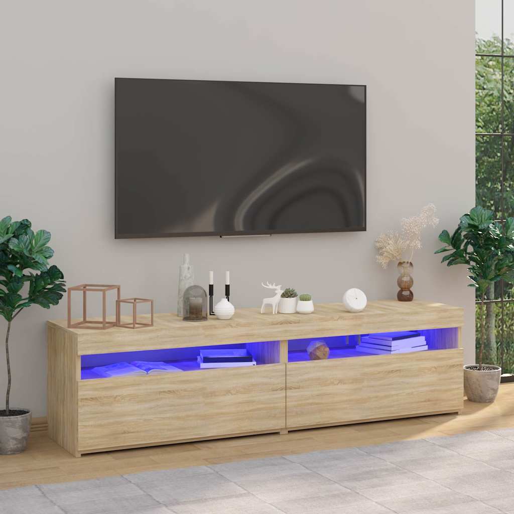 Vidaxl tv-meubelen 2 st met led-verlichting 75x35x40 cm sonoma eiken