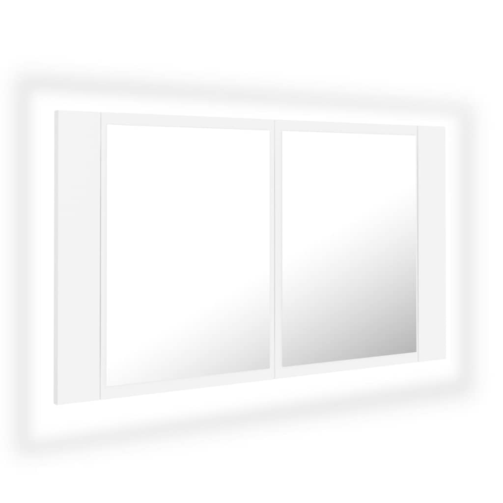 Vidaxl badkamerkast met spiegel en led 80x12x45 cm acryl wit