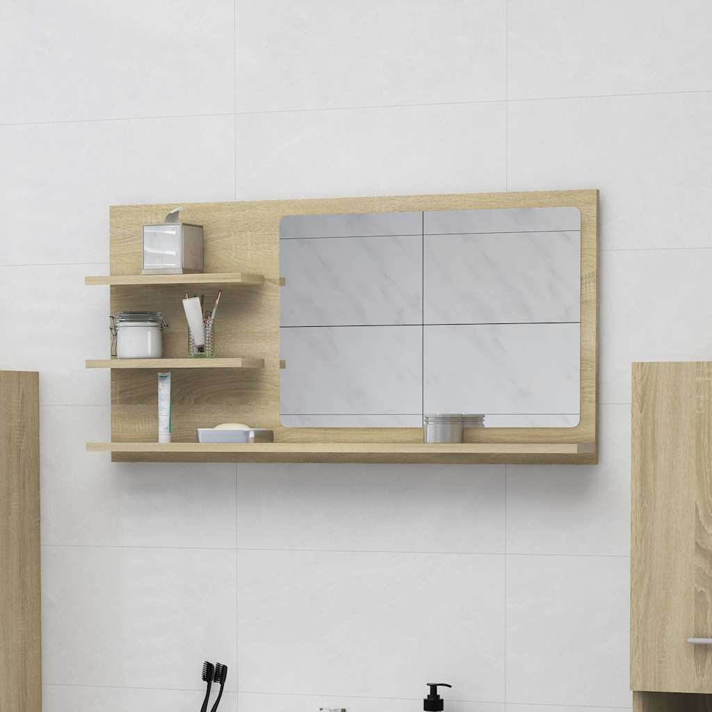 Vidaxl badkamerspiegel 90x10,5x45 cm bewerkt hout sonoma eikenkleurig