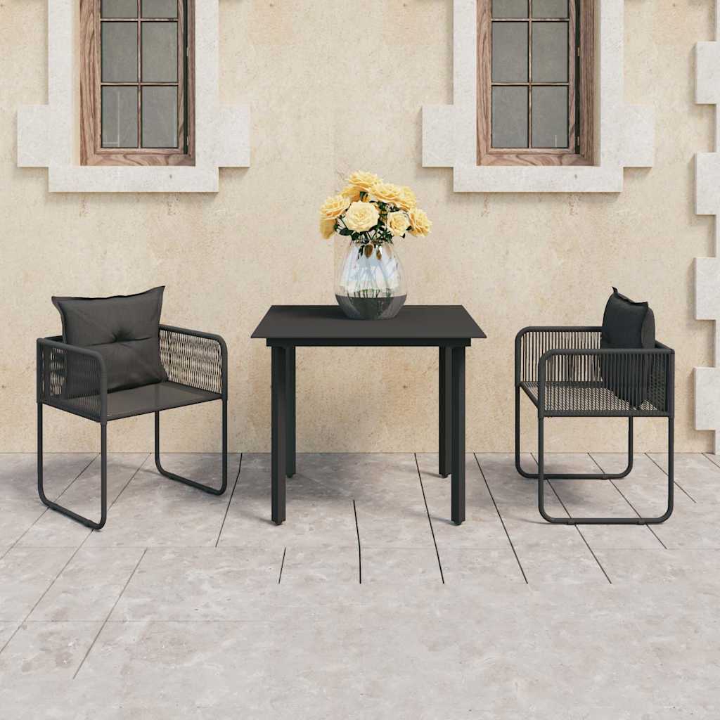 Vidaxl 3-delige tuinset pvc-rattan zwart