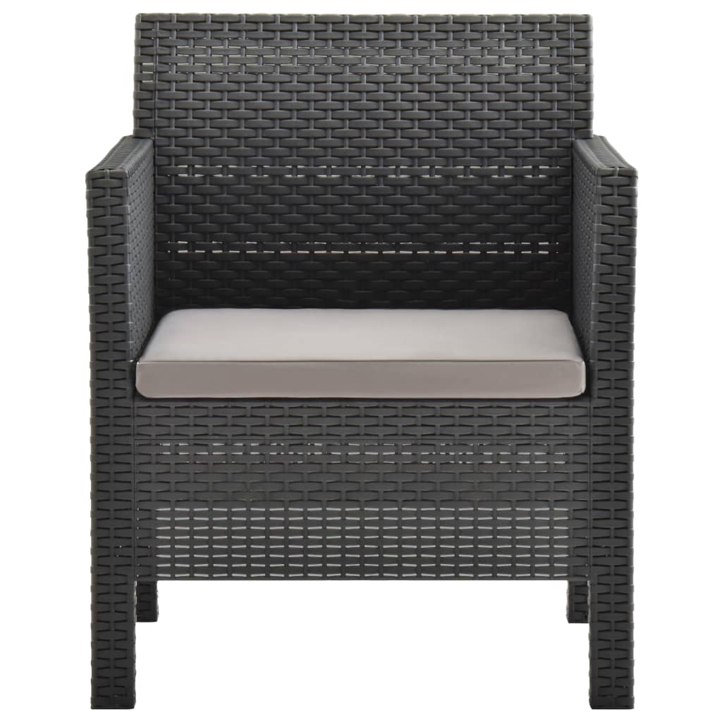 Vidaxl tuinstoel met kussen antraciet 63x65x76 cm pp rattan