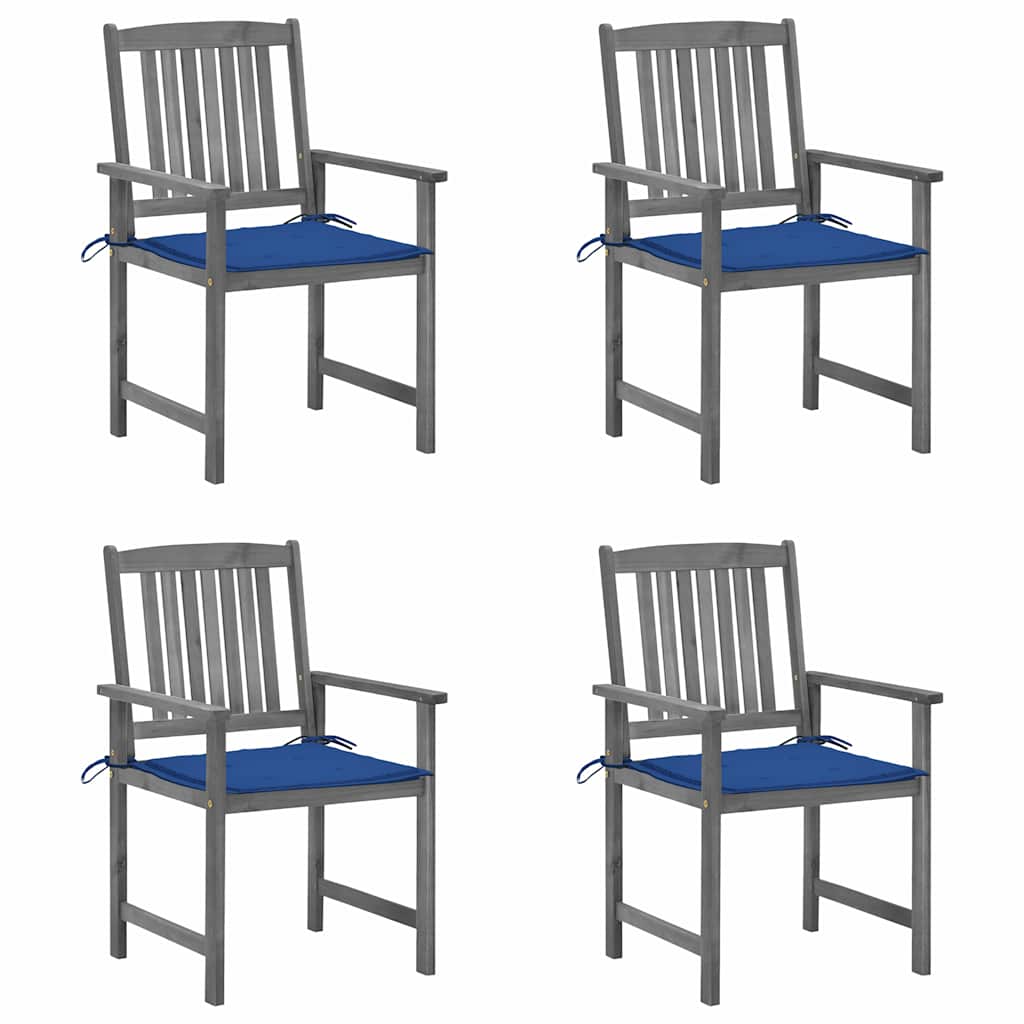 Vidaxl tuinstoelen 4 st met kussens massief acaciahout grijs