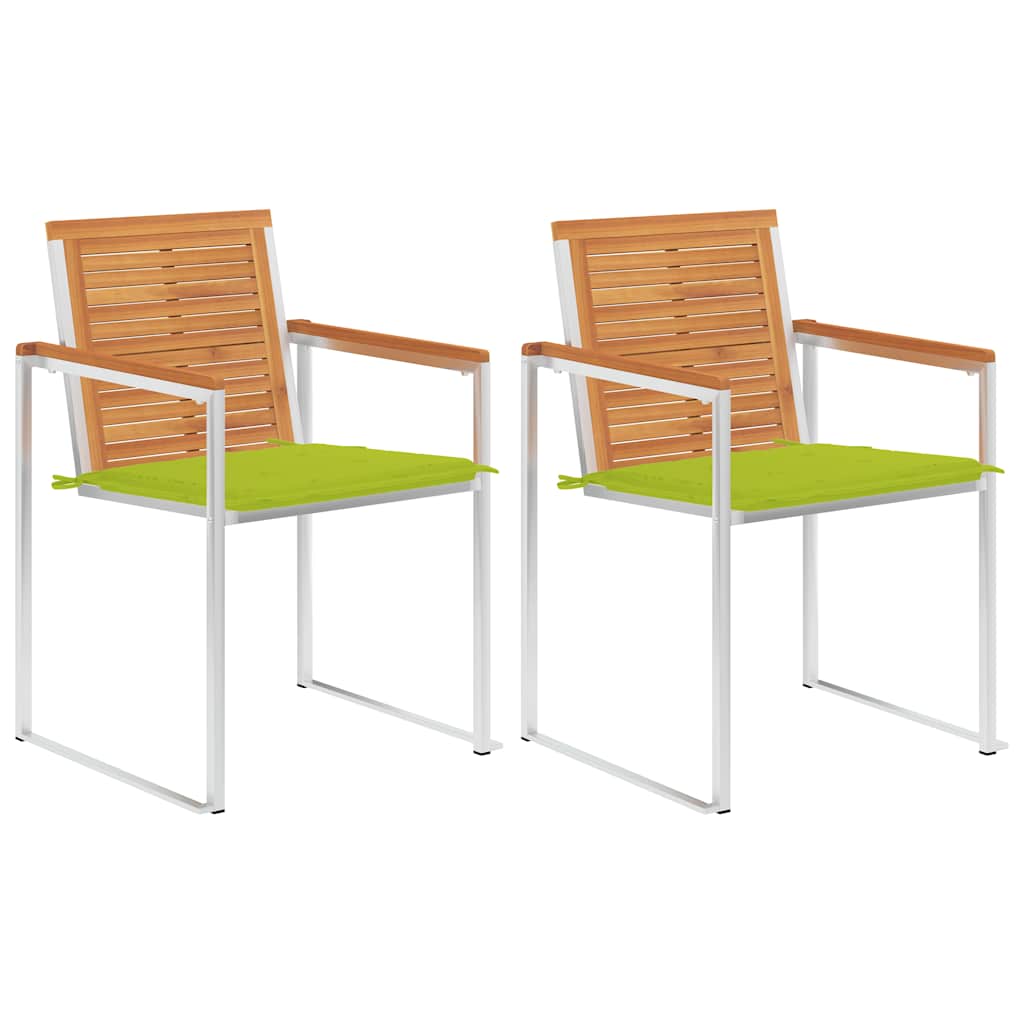 Vidaxl tuinstoelen 2 st met kussens massief acaciahout en staal